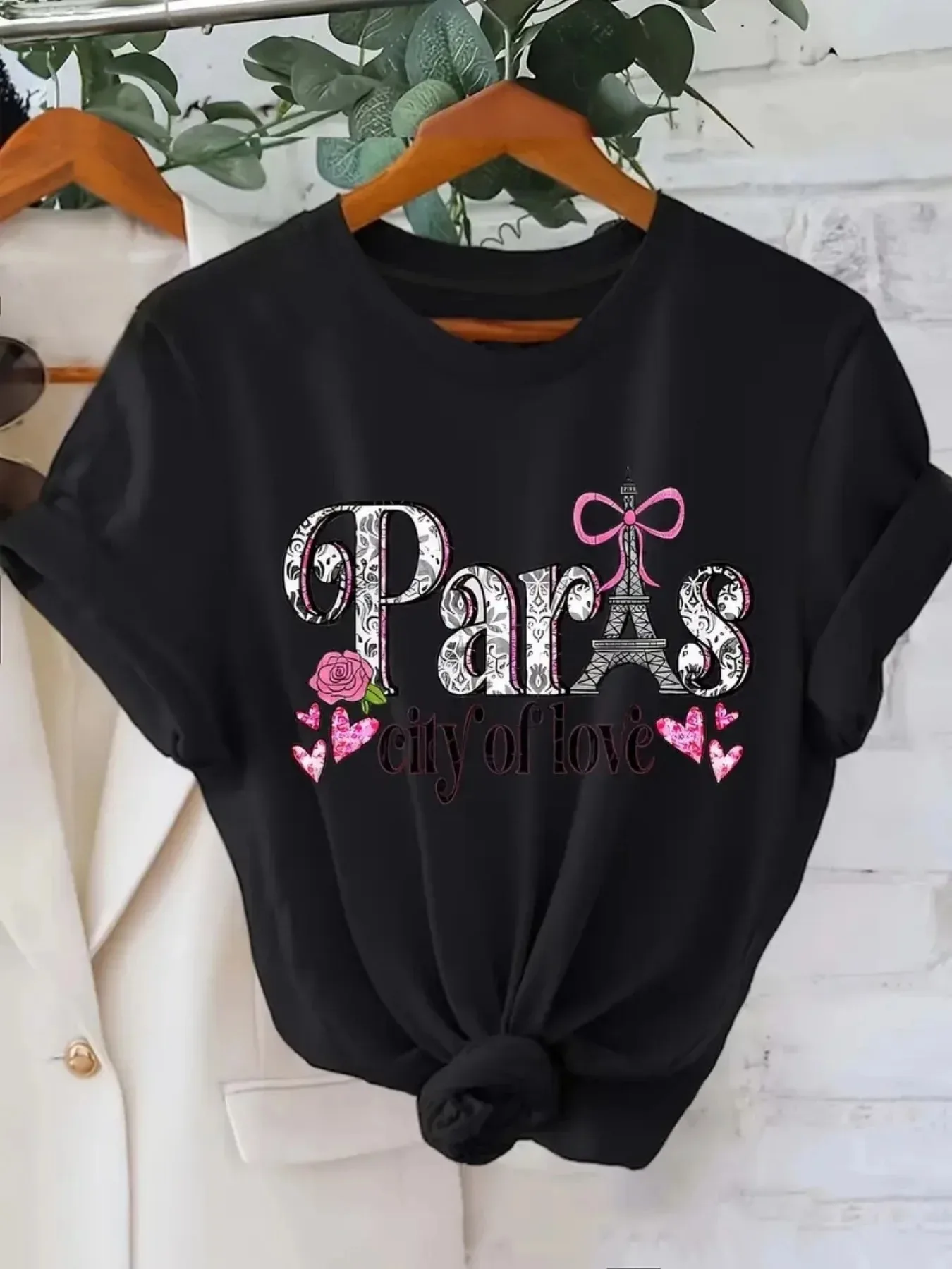 

Paris Printed T-Shirts Casual T-Shirts with Short Sleeves And Spring And Summer Fashion Women'S Tops T-Shirts