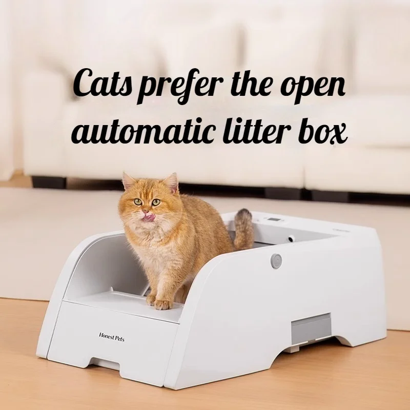 

Automatic Smart Cat Litter Box Self Cleaning - Open Semi-Enclosed Design for Large Cats Pet Toilet Litter Tray Closed Boxes