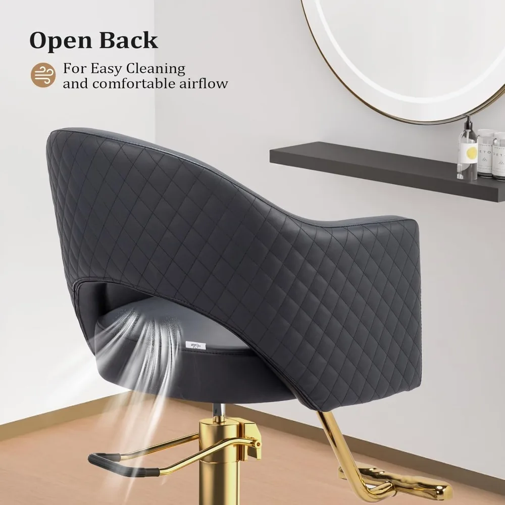 Barber Chairs for Barbershop Gold Black Styling Chair, Salon Chair for Hair Stylist, Heavy Duty Hydraulic Pump