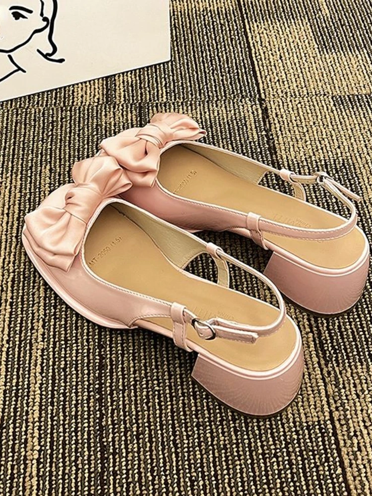 

Kawaii Sweet Shoes Women Japanese Lolita Bow Designr Ankle Strap Shoes Female Pure Color Retro Casual Mary Janes Shoes 2023 New