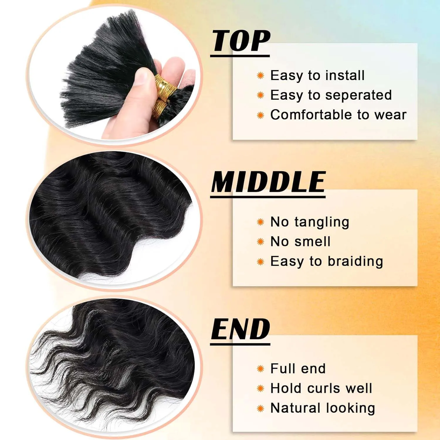 الاصطناعية 18 بوصة 2 قطعة طويلة مجعد تجديل الشعر المحيط موجة الكروشيه الشعر للنساء السود موجة عميقة تجديل الشعر لضفائر بوهو #3