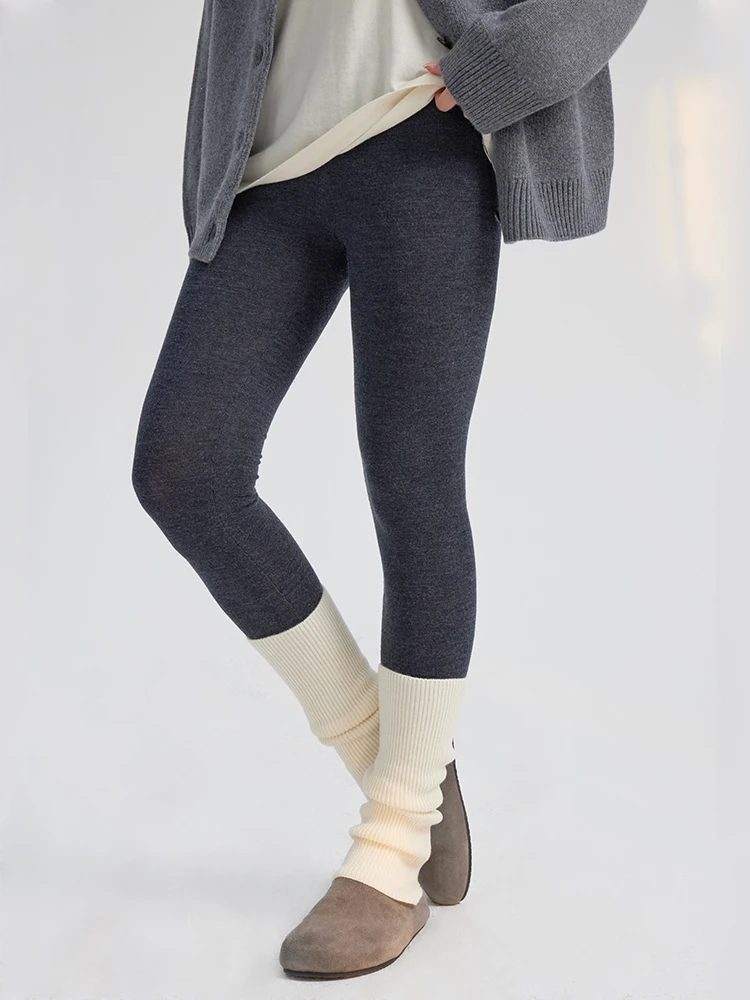 

Biella ультратонкие шерстяные высокоэластичные утягивающие теплые удобные бамбуковые леггинсы женские повседневные длинные брюки с эластичной резинкой на талии