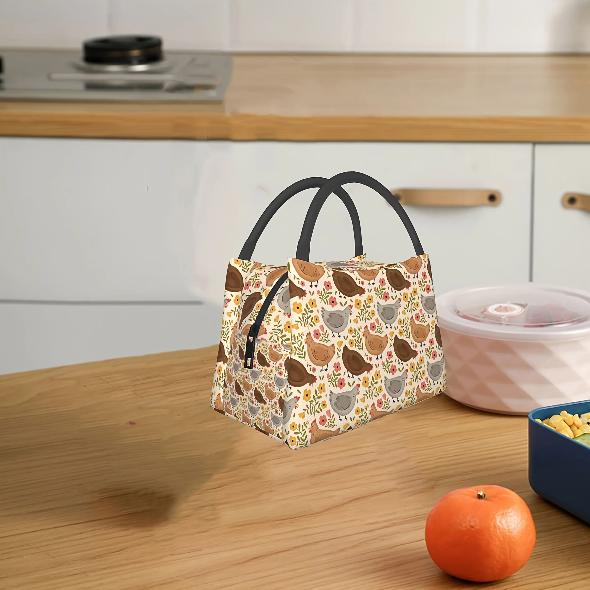 1pc Of Hen Pattern, Portable And Reusable Refrigerated Bag, Insulated Bag, Insulated Lunch Bag, Used For Camping, Picnicking