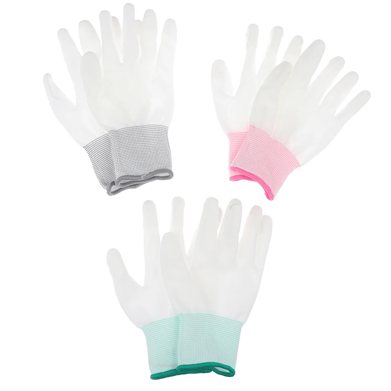 1pair New Antistatic Gloves Anti Static ESD Electronic Working Glove White Anti-static Dipping Glue PU Coated Finger Gloves