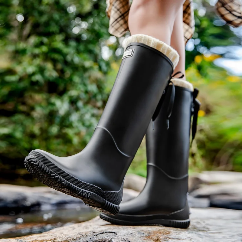 

Women's Faion High-Tube Rain Boots Waterproof Slip-Resistant Wear-Resistant Cotton-Enhanced Kitchen Work Boots