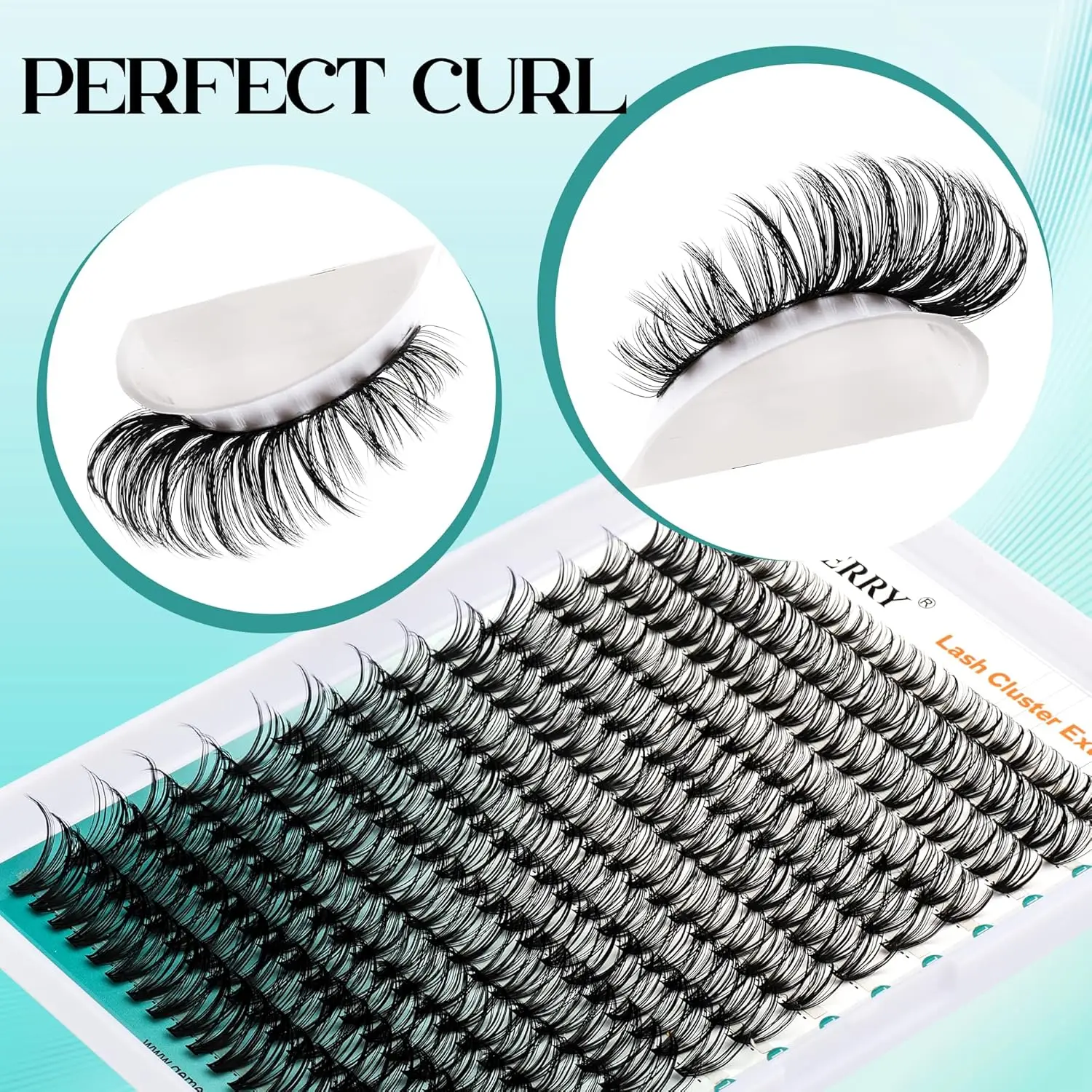 Eyelash Extension Kit with Thick Curl Fluffy Clusters, Lash Bond, Seal & Tweezers (80P-10-18mm)