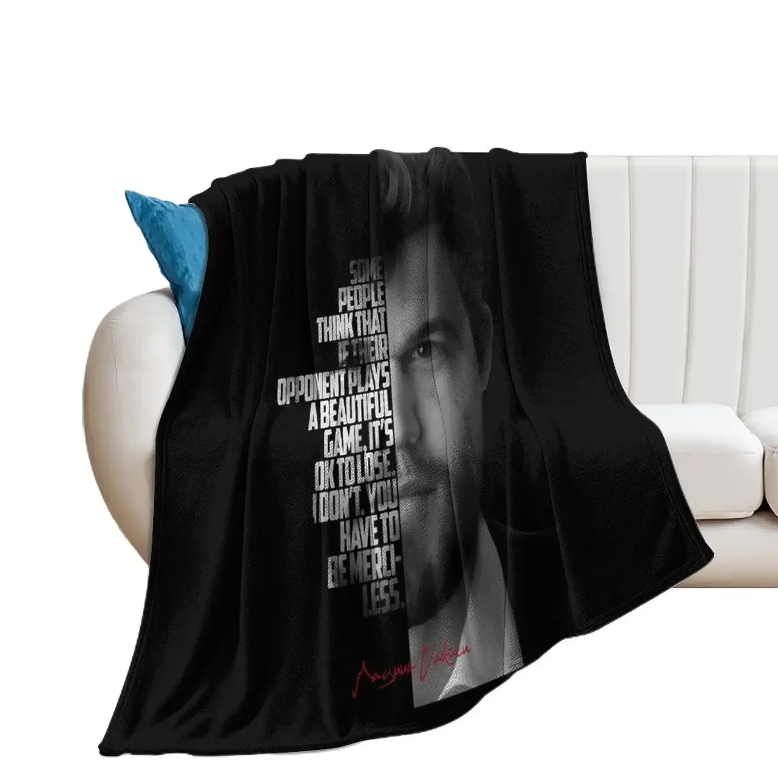 Black and white Magnus Carlsen quote. Throw Blanket Plush For Decorative Sofa for winter Travel Blankets