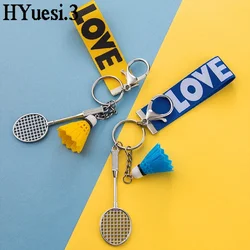 Sports Badminton Keychain Mini Metal Tennis Ball Racket Pendant With Keyring Love Wrist Strap Birthday Christmas Gift For Kids