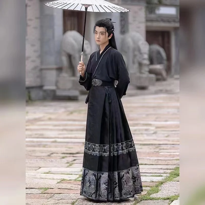 Traje chinês Hanfu Espumante Fino para Homens e Mulheres, Brocado Ornamental, Roupas para Amantes, Conjunto de Vestido Hanfu Tradicional, Casais, Clássico