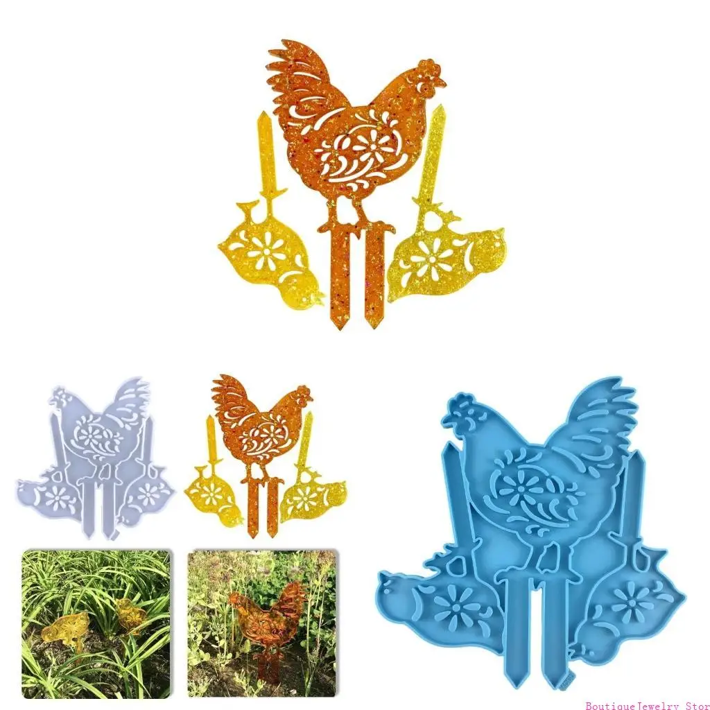 E1PE Plant Labels Resin Molds Garden Silicone Molds Animal Plant Marker Labels Epoxy Casting Molds DIY Craft Tool