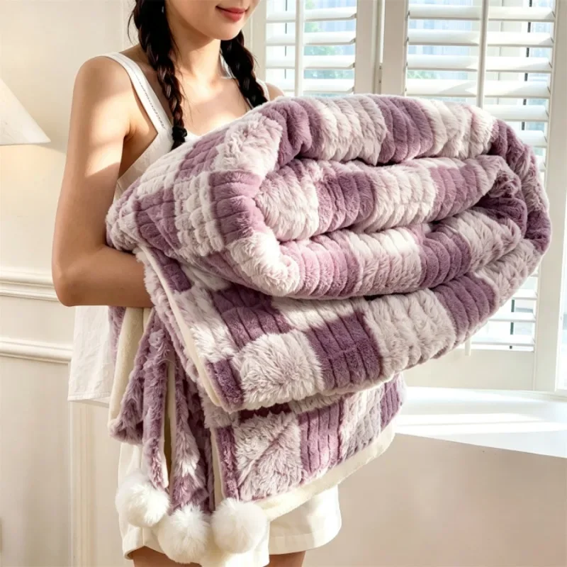 Luxury High Quality Double Sided Heavy Weight Italian Style Blanket Warm Multi Functional Throw Blanket For Autumn Winter