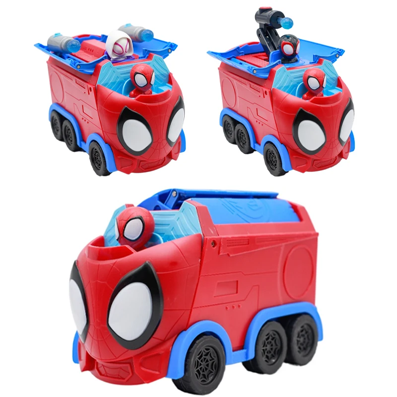 Véritable Spider-Man amis incroyables noir Spider-Man figurine transformant voiture de sport quartier général Robot jouets cadeau