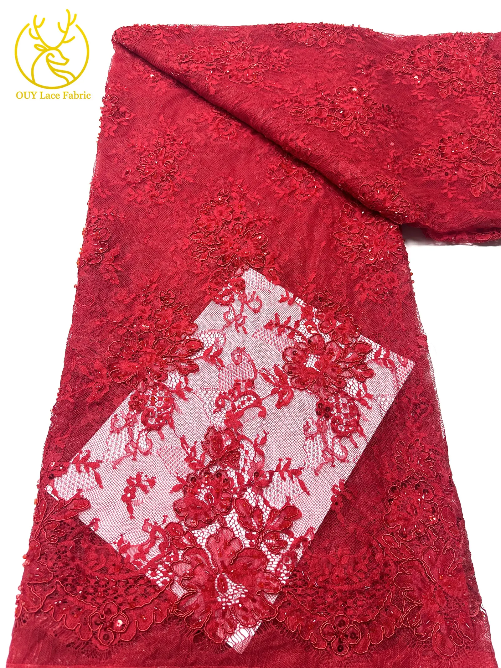2026 Schwarzer Afrikanischer Perlen-Pailletten-Tüll-Spitzenstoff, Hochwertig und Luxuriös für Damen-Hochzeiten, DIY-Näharbeiten, Kleiderverzierung, 3 Meter – Detail 15