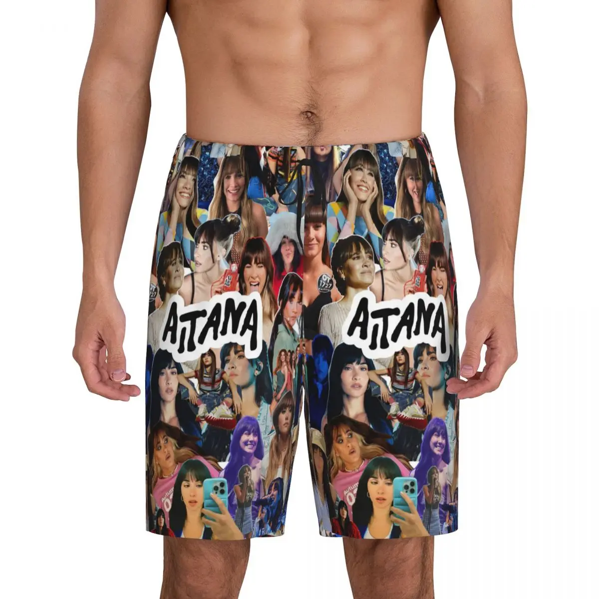 

Custom Beauty Aitana Spanish Singer Short Pajama Pants Men Sleepwear Sleep Lounge Bottom Shorts Sleeping Pants