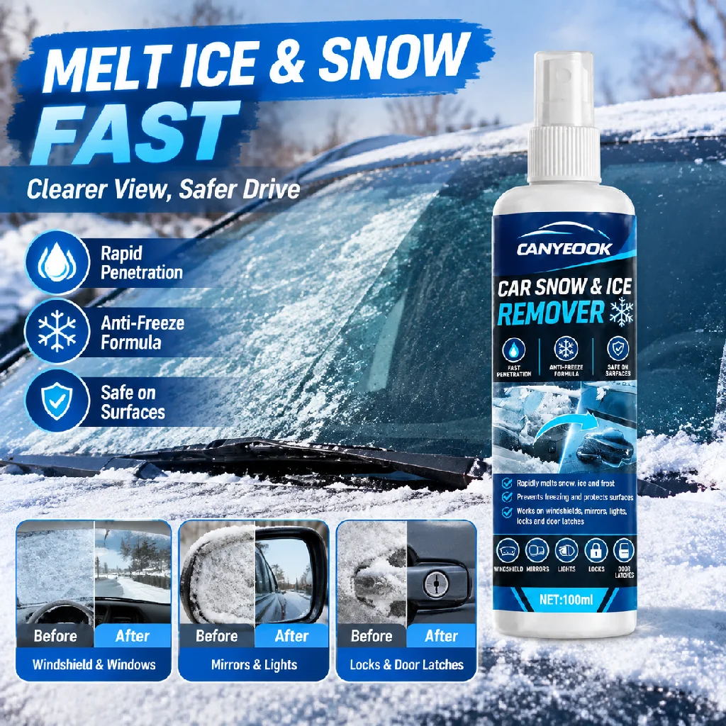 CANYEOOK Auto Snow Ice Remover, Quick Deicing Anti-freeze Formula No Residue, Portable Frost Cleaner for Vehicles in Winter