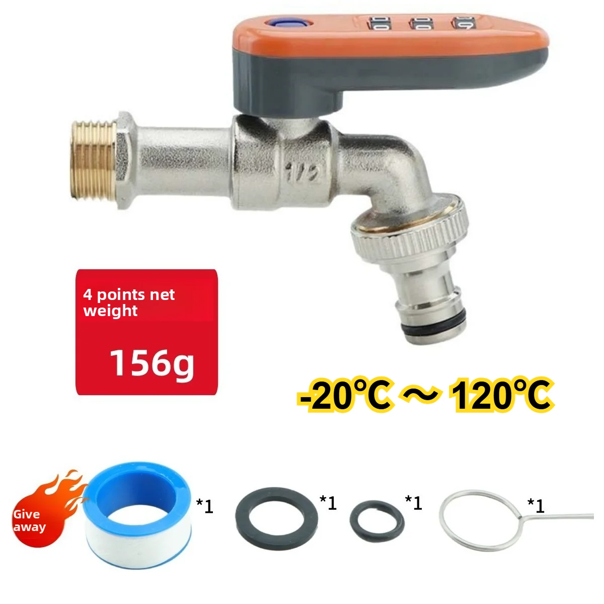 Outdoor Full Copper Faucet 1/2*3/4 Anti Theft with Lock Large Flow for Garden Courtyard Washing