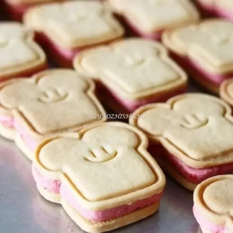 Cartoon Smiley Face Toast Biscuit Mould Bear Cat Fish Cookie Cutting Mold Fondant Cake Stamp Cookie Cutter Pastry Baking Tool