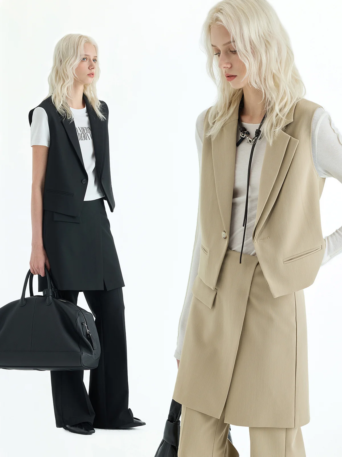 

JUSLIN двухслойный костюм с откидным воротником, жилет, искусственная двухсекционная расклешенная юбка, комплект брюк, повседневный комплект из полиэфирного волокна, весенняя мода