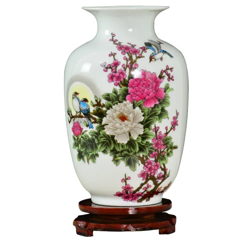 New Chinese Style Jingdezhen Yellow Crystal Glaze Flower Vase Home Decor Hmade Shining Famille Rose Luxurious Floral