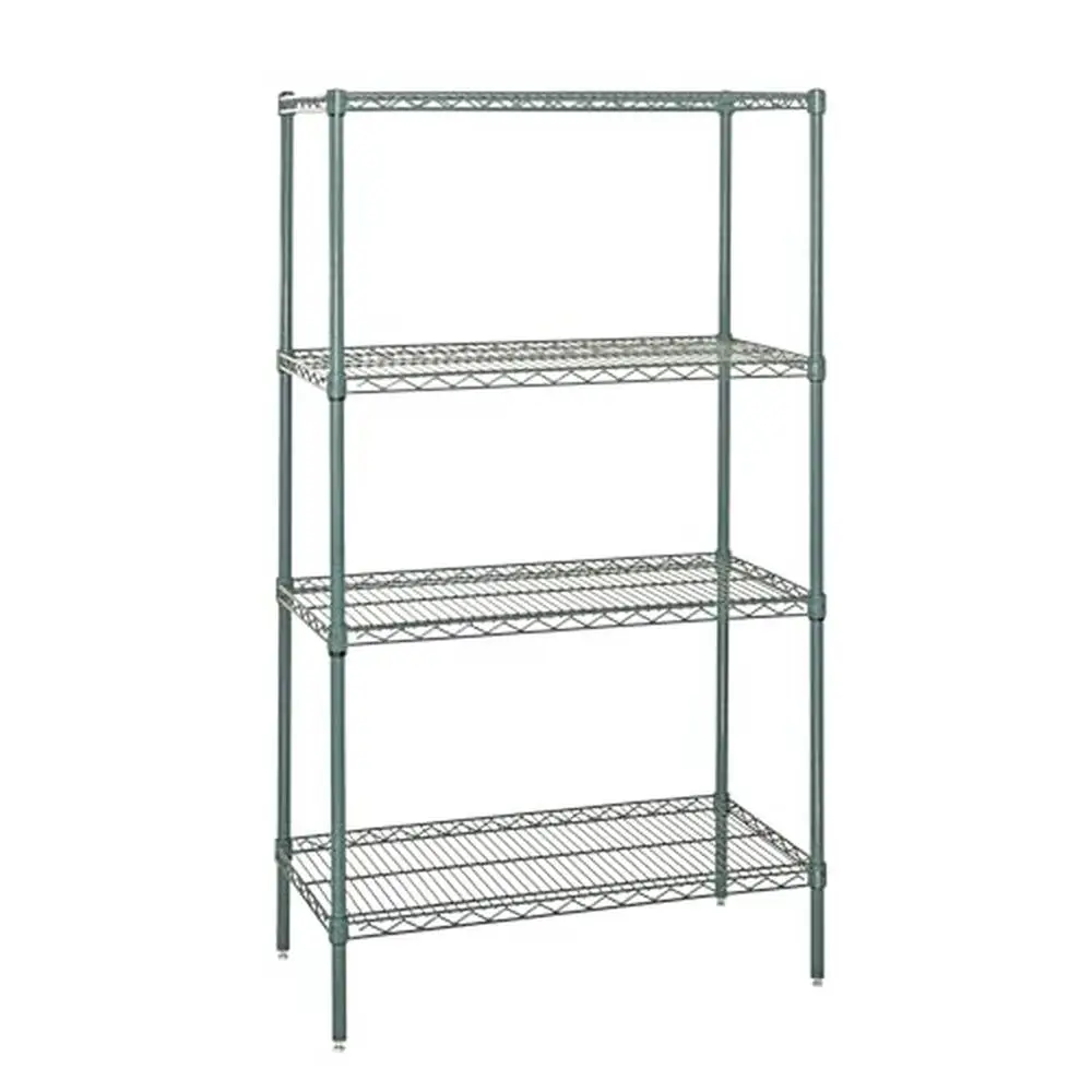 

Industrial Heavy Duty Wire Shelving Rack Kit 4 Shelves 4 Posts Detachable Expandable Carbon Steel NSF Certified Storage System