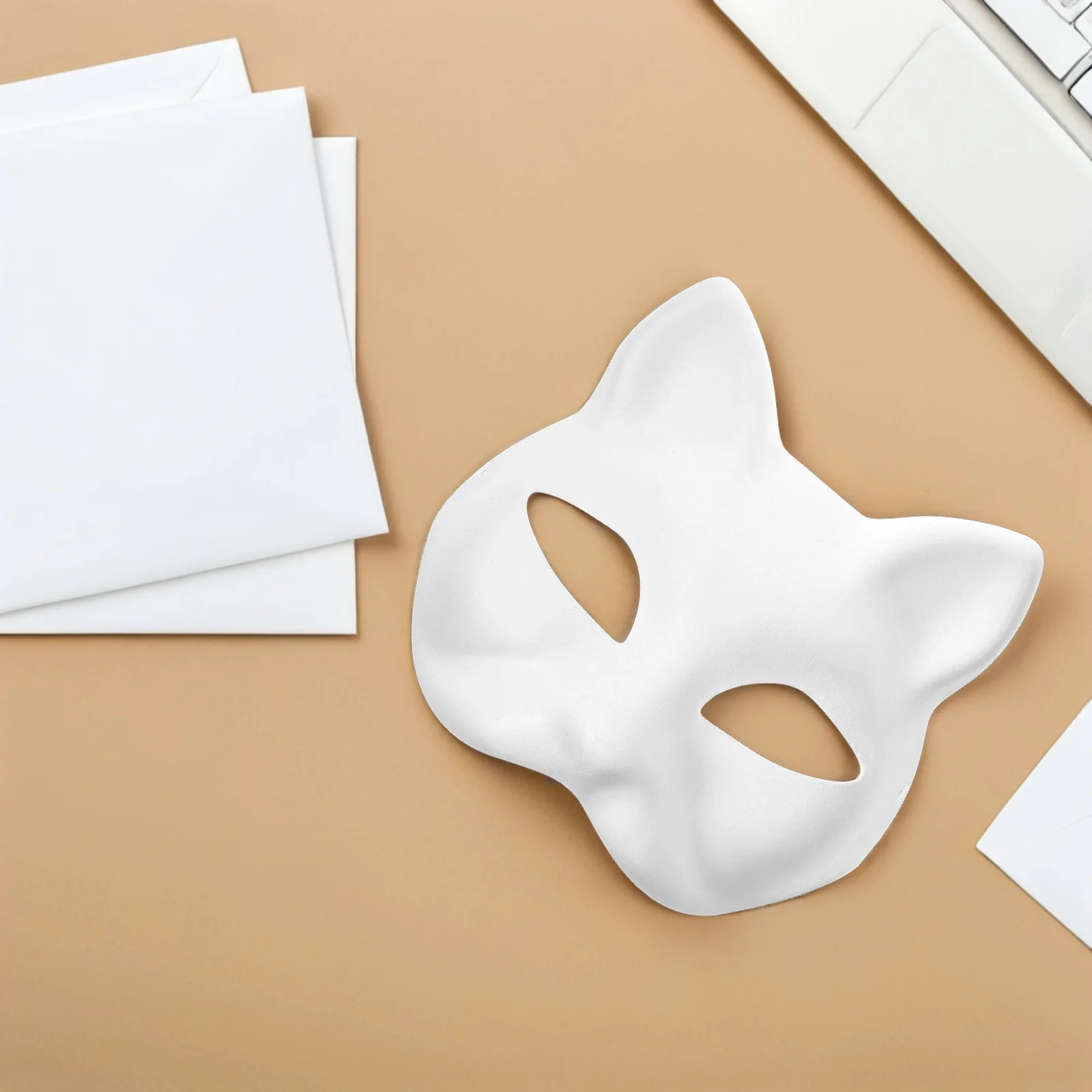 

5 Pcs Hand Painted Masks DIY Blank Cat Face Masquerade Masks for Adults Kids Halloween Fox Paper Cosplay Accessories