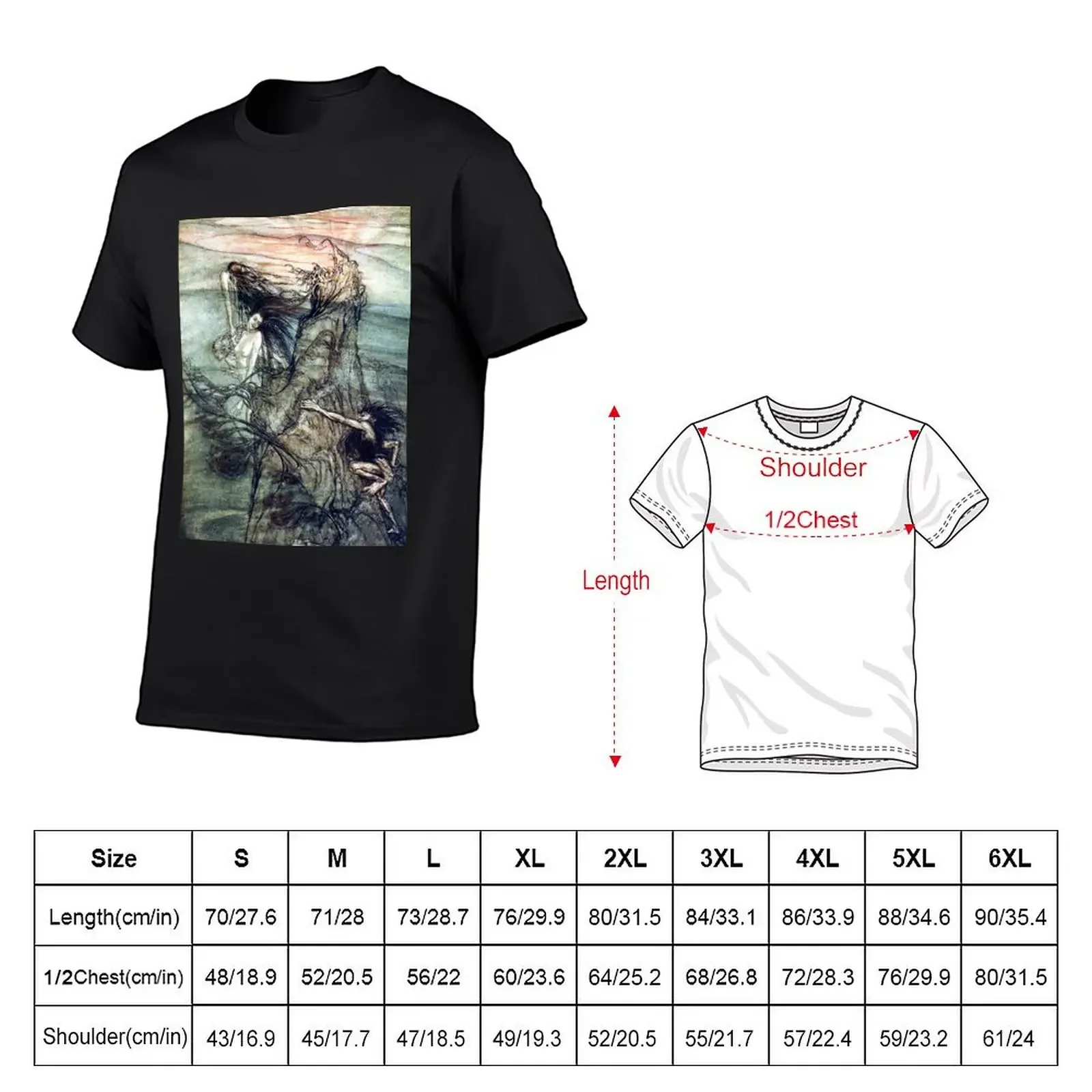 The Rhine Maidens tease Alberich - Arthur Rackham for The Ring of the Nibelung T-Shirt kawaii clothes mens graphic t-shirts pack