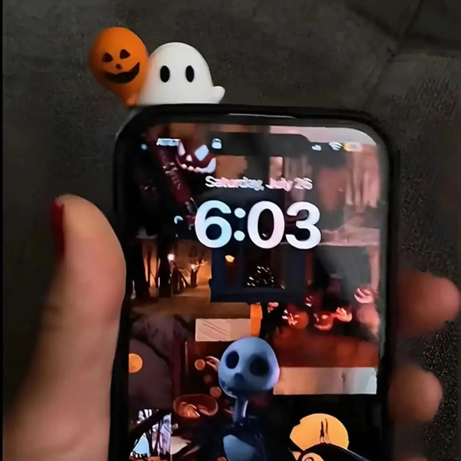 Halloween Ghost Blind Box Small Figurines for Phone Buddy Smart phone Halloween Mini Model Doll Peel-and-stick Ornament Gift