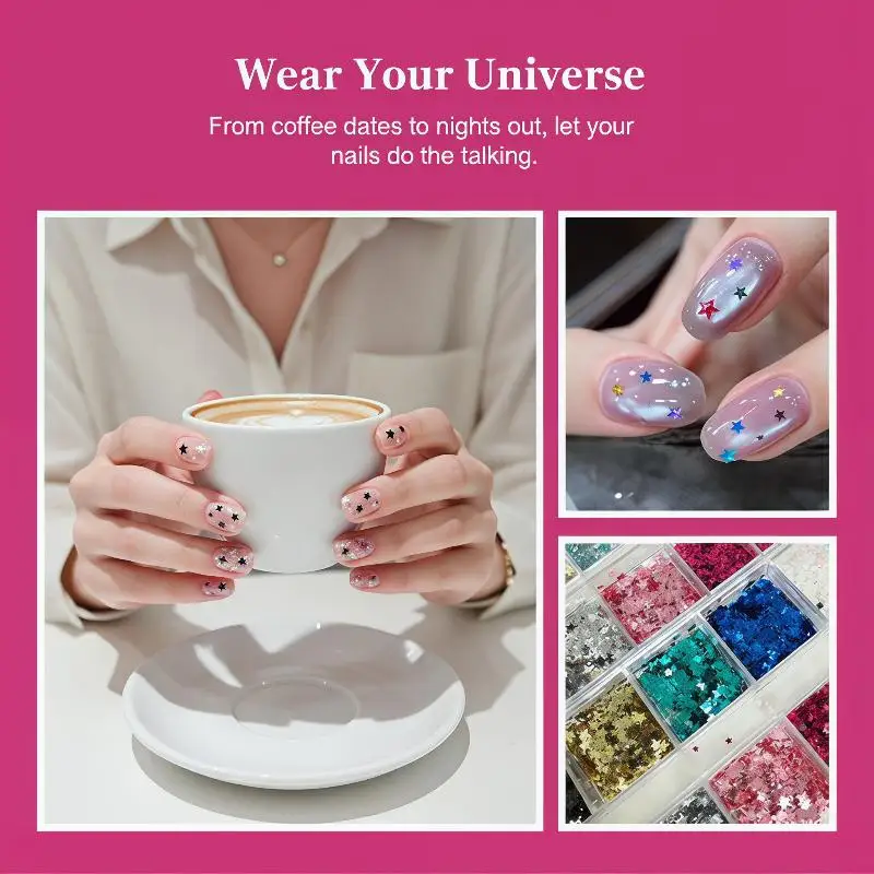 Five-pointed Star Sequin Nail Glitter Colorful Dust for Party Festival DIY Nail Art