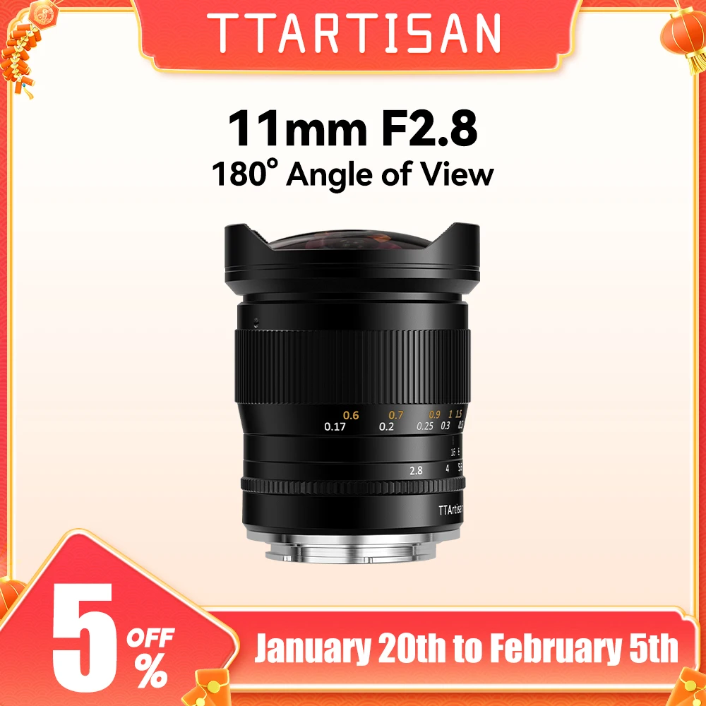 

TTArtisan 11mm F2.8 Full Frame Fisheye Wide Angle Lens for Sony E Mount Canon Fujifilm Nikon Leica Sigma Lumix Mirrorless Camera