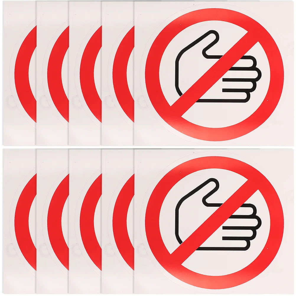 10 قطعة لا تلمس ملصقات علامة تحذير السلامة الشارات مشرق الفينيل لاصق لموقع البناء مصنع الحذر صائق #6