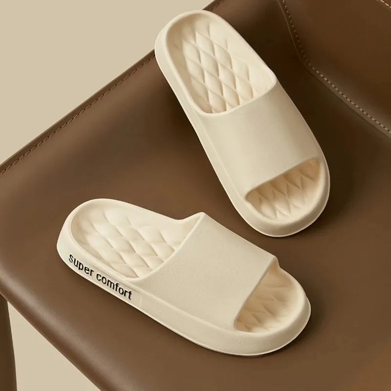 Zapatillas de plataforma gruesa para hombre, sandalias deslizantes con almohada de suela blanda para el hogar, chanclas antideslizantes para playa de verano para mujer, zapatilla de baño