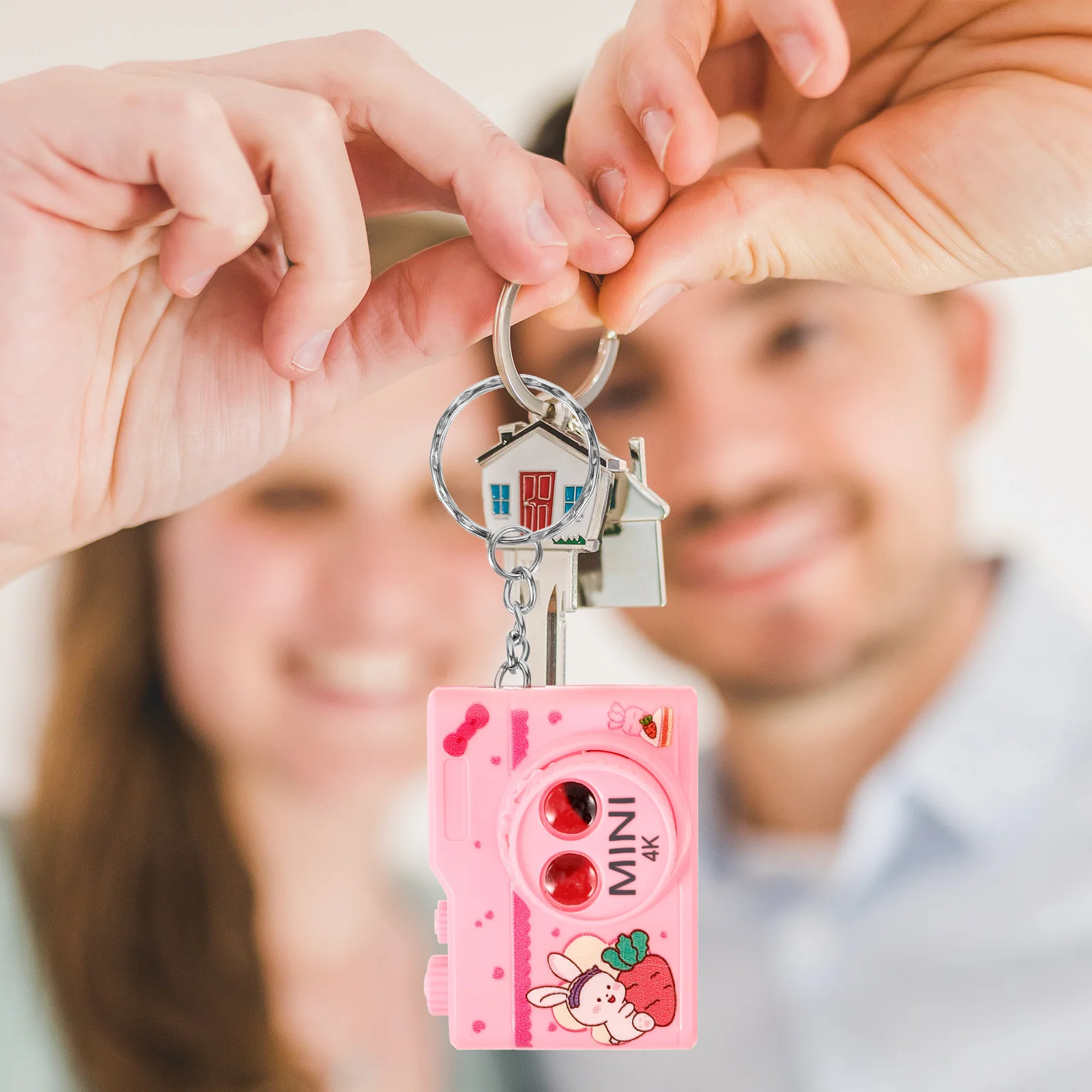 

Mini Camera Projection Keychain Pink Cartoon Pattern Projector Bag Pendant Plastic Toy Novelty Accessory