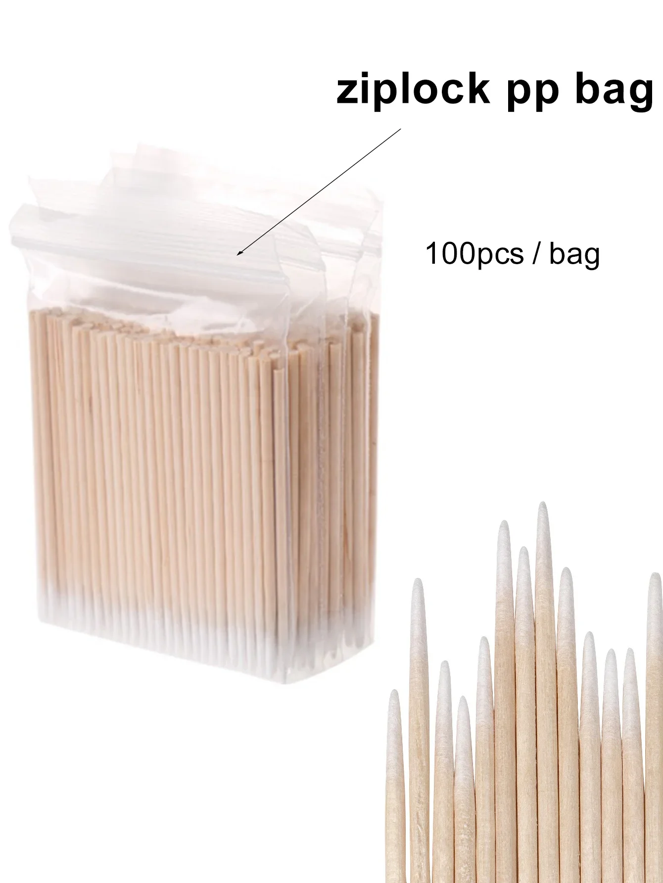 100-500 Stück Einweg-Ultra-Kleine Baumwollstäbchen Fusselfreie Mikrobürsten Holz-Wattestäbchen Wimpernverlängerung Klebstoffentferner – Detail 2