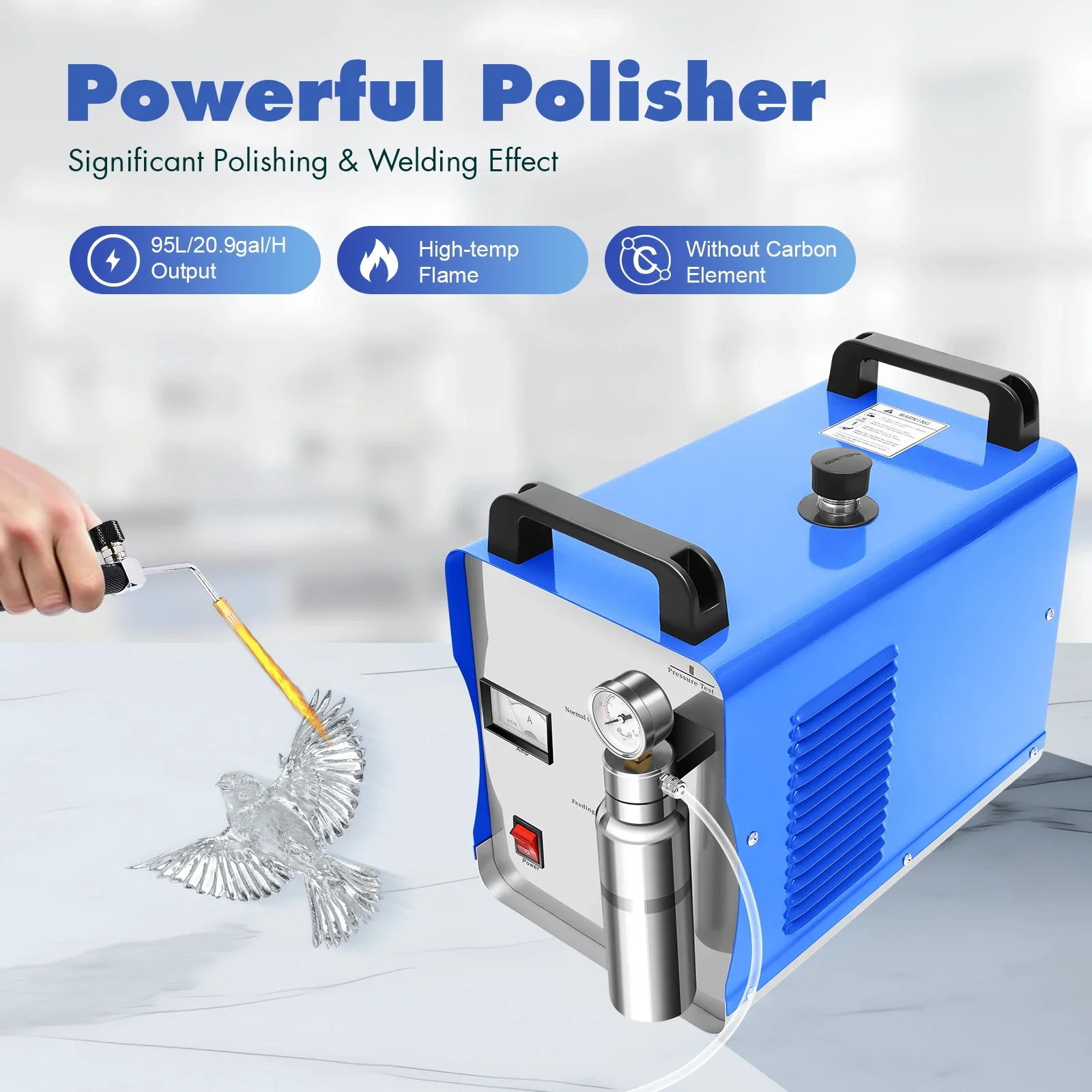 220V Hydrogen Oxygen Flame Polisher, H160/H180 75L/H/95L/H Acrylic Polishing Machine HHO Generator Water Welder with Flame Gun