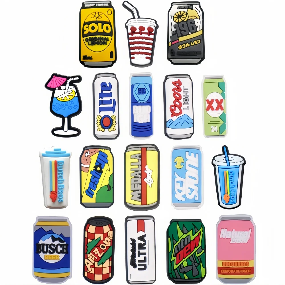 18Pcs Beer Shoe Charms, Drinks Shoe Charms for Adult, Men, Alcohol Mexican Inspired Pins Bracelets Accessories Party Favor