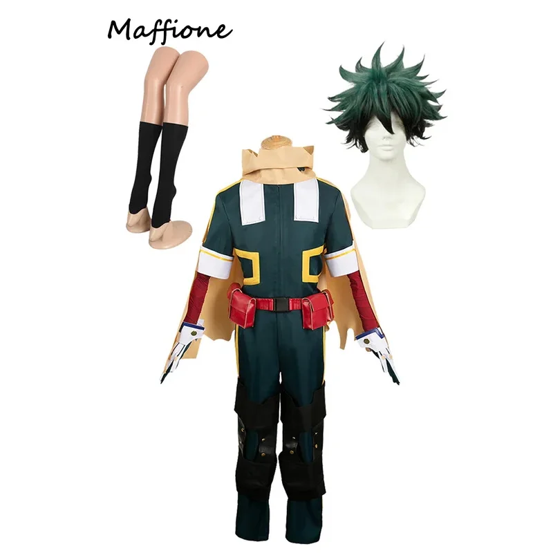 25COSMidoriya Izuku تأثيري فانتازيا الباروكات زي أنيمي الأكاديمية Outifts الرجال لعب الأدوار عباءة ملابس كاملة الذكور حفلة الهالوين S