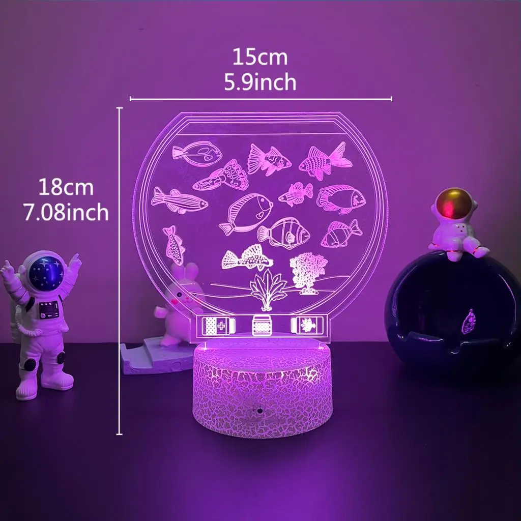 aquarium 7/16 Gekleurd Nachtlampje 3D LED Lamp Voor Kinderkamer Decor Kerst Verjaardagscadeau