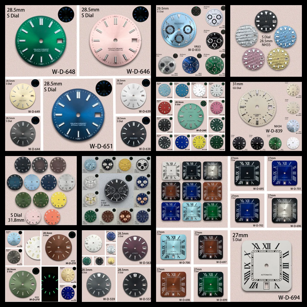 28.5/27/29.5/31/31.8mm S/GS GMT Logo Dial Suitable NH35/NH34/VK63 Movement Green/Blue/No Luminous Watch Modification Accessories