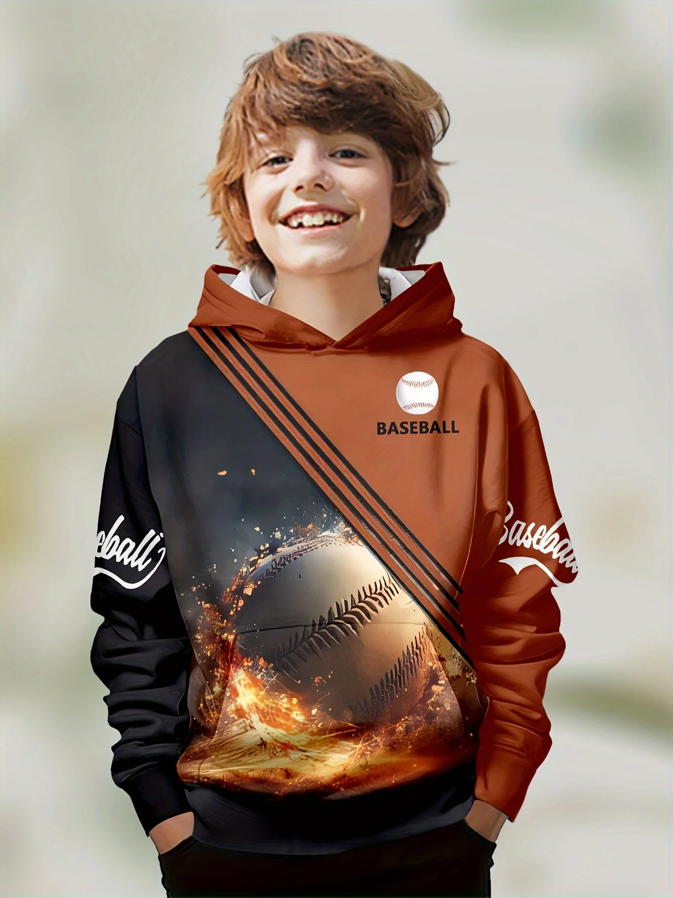 Kinder Kleidung Jungen Hoodies Langarm 3D Flamme drucken Kinder Frühling Herbst Kleidung lässig stilvolle Jungen Mädchen Kleidung Pullover Tops – Detail 11