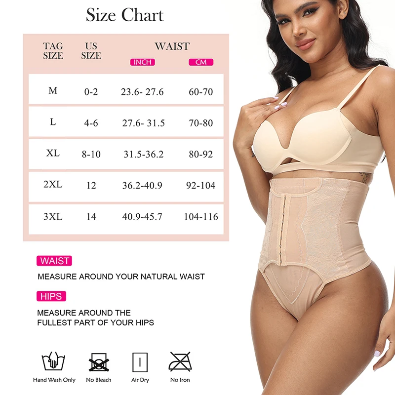 Tummy Control Shapewear Thong Slimming Body Shaper Breathable Mesh Waist Trainer Shorts Underwear High Waist T-back Underpants