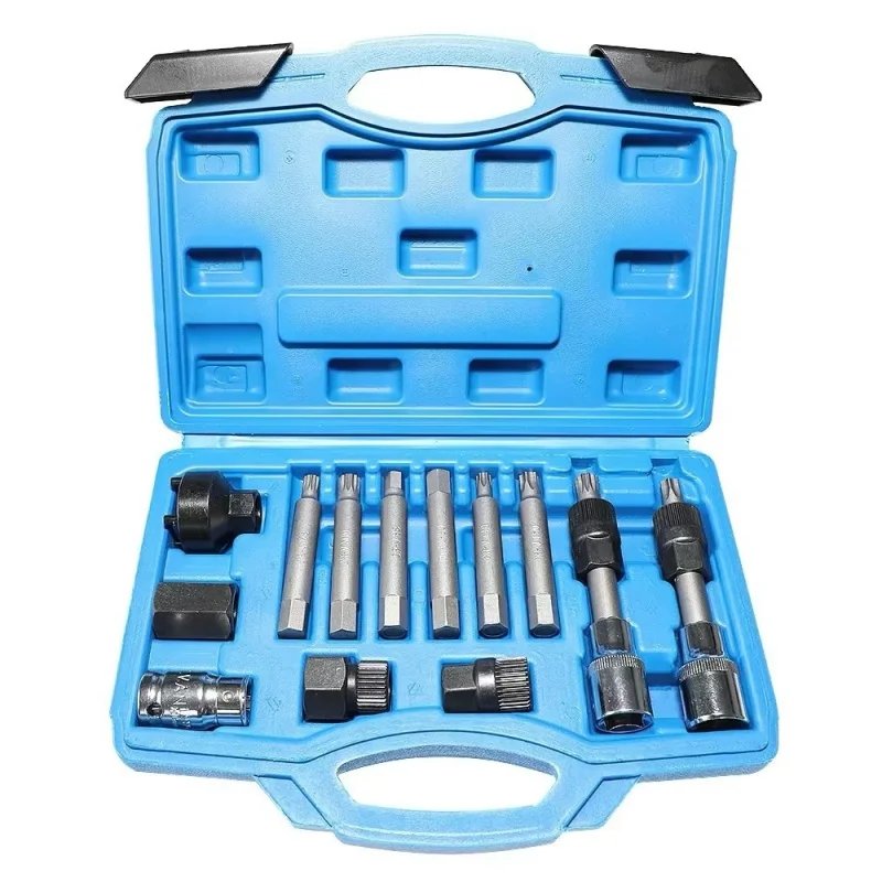 

13 Pcs/Set Universal Alternator Freewheel Pulley Removal Engine Auto Tool Set Car Belt Removal Wrench Tool