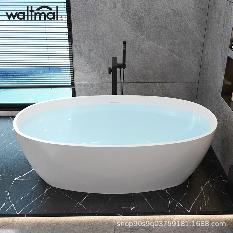 

Waterma Freestanding Thin-edged European Acrylic Bathtub Household Adult Japanese Deep Bath 1.5m