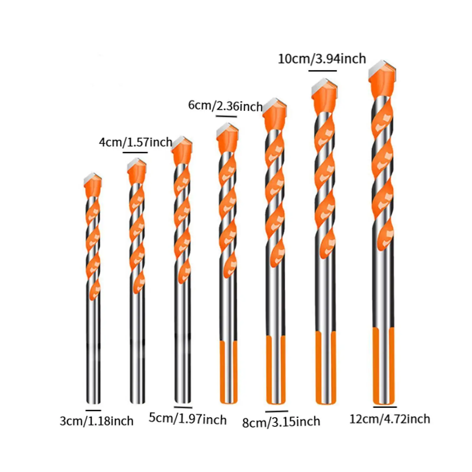 7x Drill Bits Multifunctional Concrete Drill Bit Kit for Tile Brick Concrete