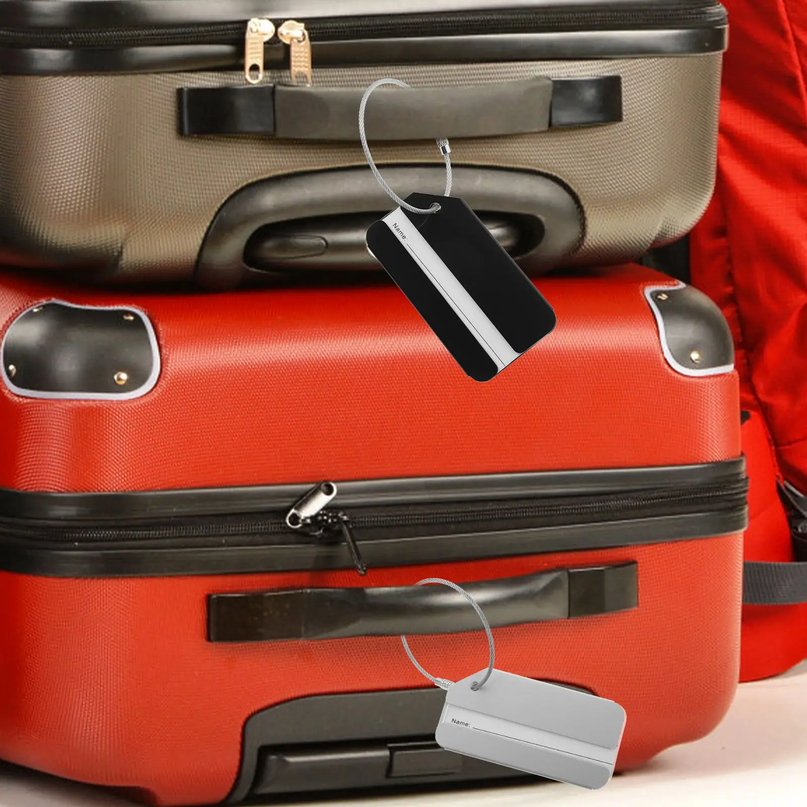 2 個アルミ金属スーツケース識別子 8 × 4 手荷物タグ 2 センチメートル荷物スーツケース識別子タグ旅行手荷物名ラベル
