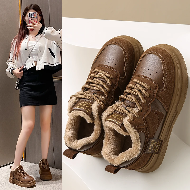 

Cotton shoes, fleece-lined warm casual versatile thick-soled sneakers, snow boots, 6517-A