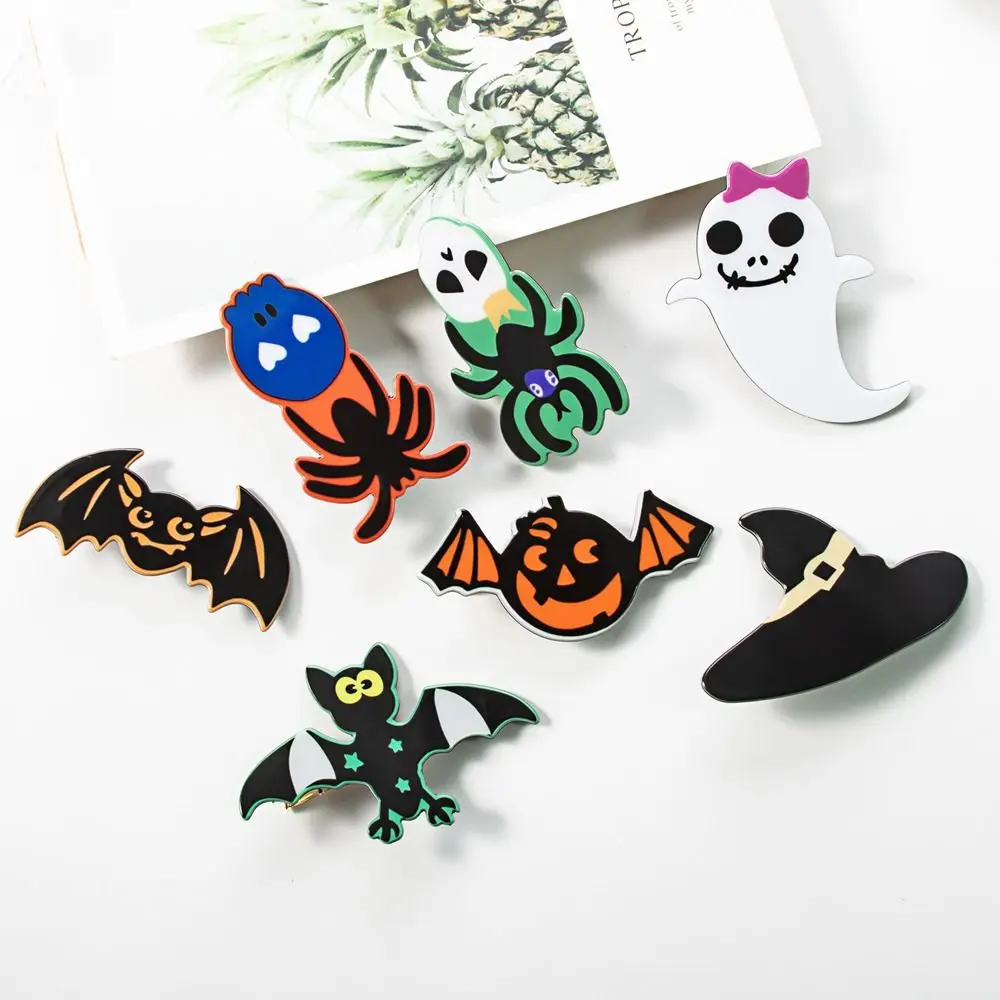 Funny Skull Halloween Ghost Hair Clip Pumpkin Spider Bat Hairpin Skeleton Hat Skull Duckbill Clip Party