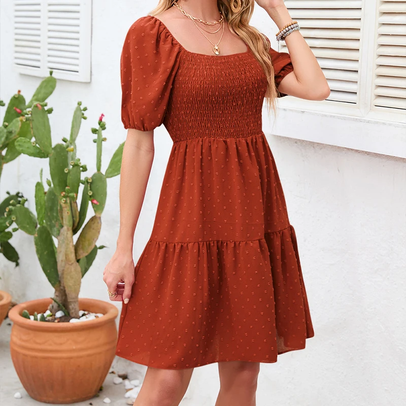 Elegantes Damen-Sommerkleid mi – Off Shoulder Puff Sleeve Sundress Bewertung und Preis