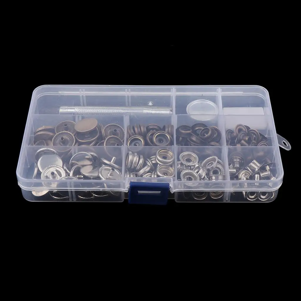 

60xHeavy Duty Snap Fastener Buttons Canvas Leather Stud 15/17mm