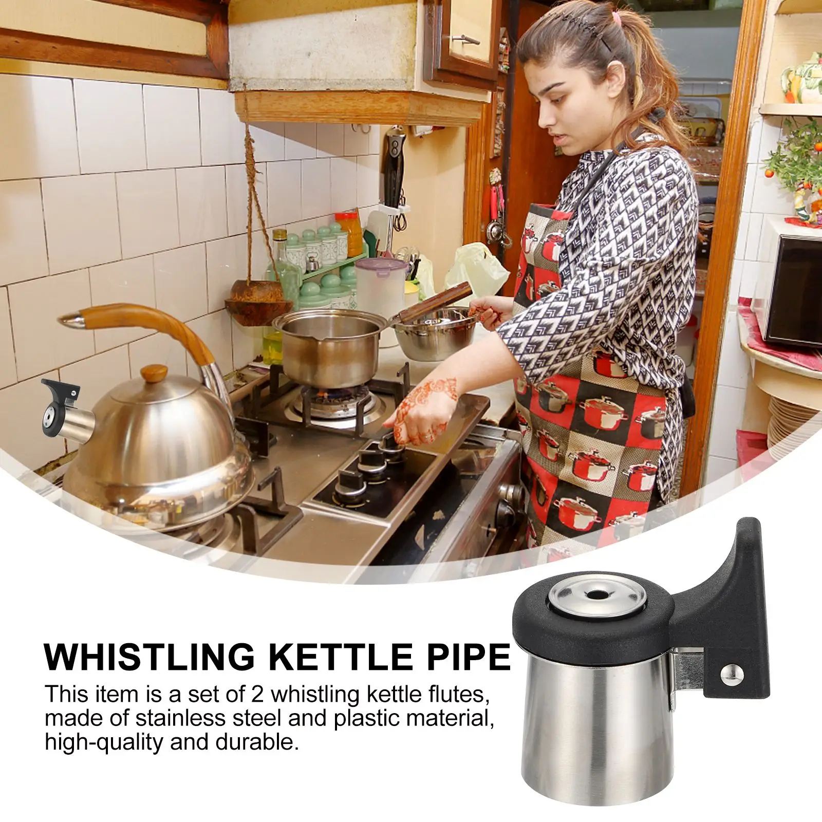 

2pcs Whistling Kettle Flute Accessories Stainless Steel Water Boiling Alarm Replacement For Teakettle Silver Easy