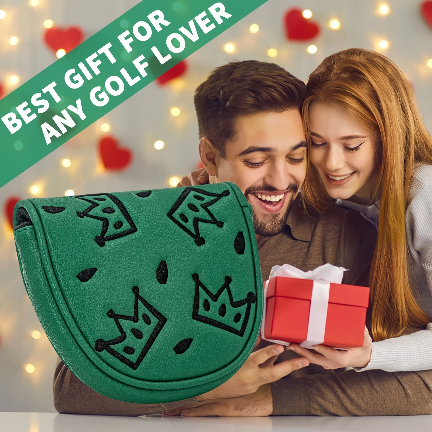 1pc Cheese Crown Style Club Head Cover, Golf Putter Club Head Cover, Half Circle Putter Head Cover, Club Head Cover - PU